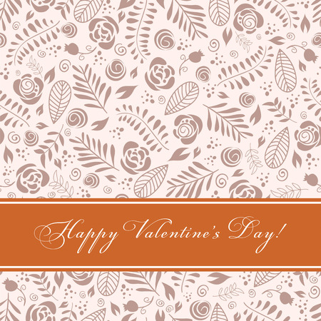 Happy Valentine's day! Celebration background with flowers, red ribbon and place for your text.のイラスト素材
