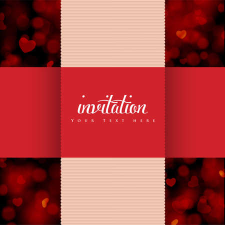 Wedding card or invitation, shiny hearts bokeh light background. Perfect as invitation or announcement.のイラスト素材