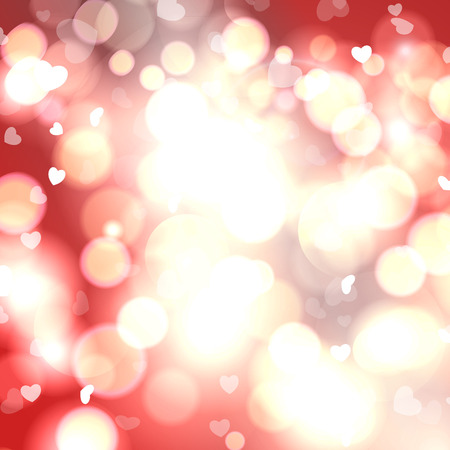 Abstract romantic background with hearts and bokeh lights.のイラスト素材
