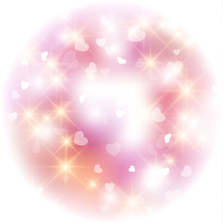 Abstract romantic background with hearts and bokeh lights.のイラスト素材