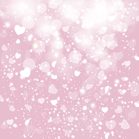 Abstract romantic background with hearts and bokeh lights.のイラスト素材