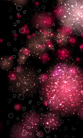 Romantic background with hearts and bokeh lights.のイラスト素材