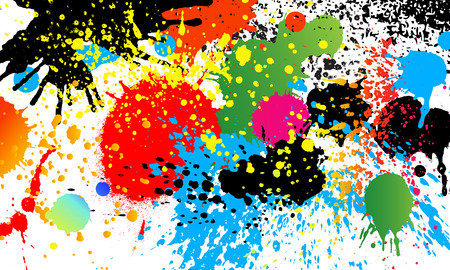 Colorful paint drops ink splashes Grunge illustration card design.のイラスト素材