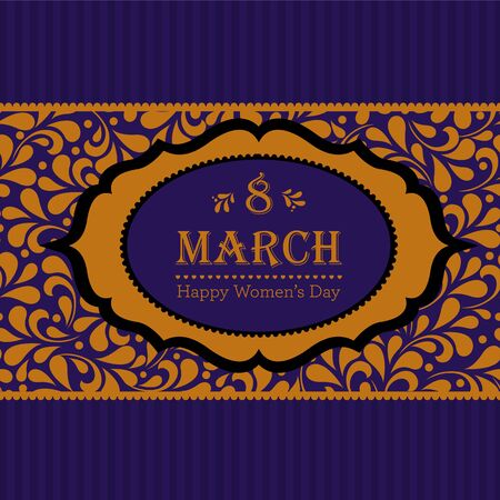Happy Women's Day greeting card with floral decorated text 8 March.のイラスト素材