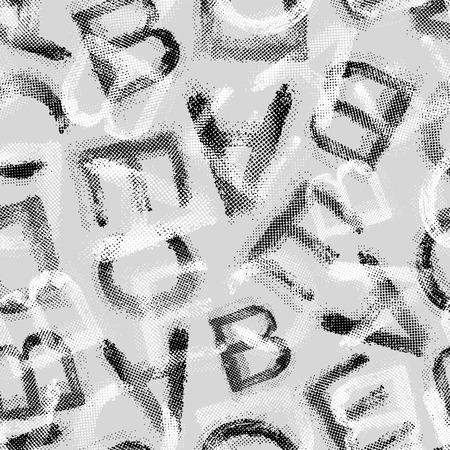 Grunge halftone alphabet seamless background.のイラスト素材