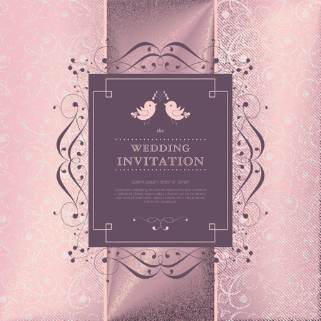 Gold invitation card with ornament motif background. Perfect as invitation or announcement.のイラスト素材