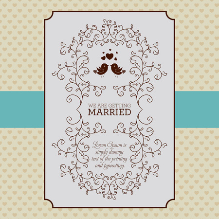 Wedding card or invitation with floral ornament background. Perfect as invitation or announcement.のイラスト素材