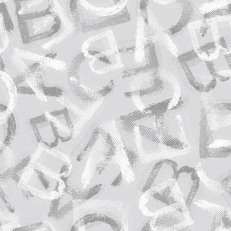 Grunge halftone alphabet seamless background.のイラスト素材