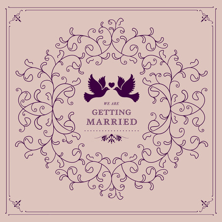 Wedding card or invitation with floral ornament background. Perfect as invitation or announcement.のイラスト素材