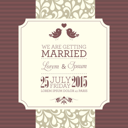 Wedding card or invitation with floral ornament background. Perfect as invitation or announcement.のイラスト素材