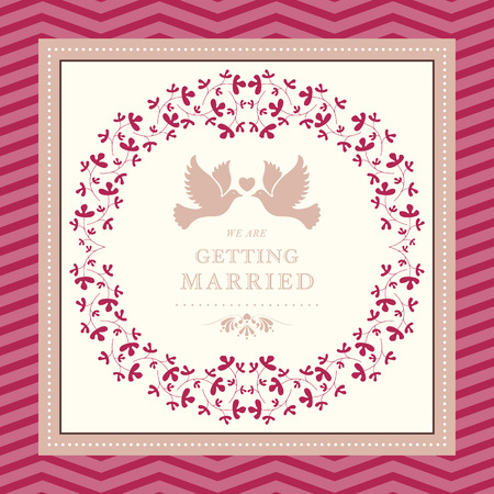 Wedding card or invitation with floral ornament background. Perfect as invitation or announcement.のイラスト素材