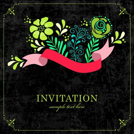 Elegant greeting card with floral decorated. Perfect as invitation or announcement.のイラスト素材