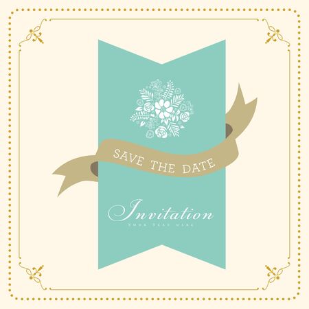 Wedding card or invitation with floral ornament background. Perfect as invitation or announcement.のイラスト素材