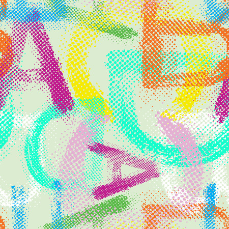 Grunge halftone alphabet seamless background.のイラスト素材