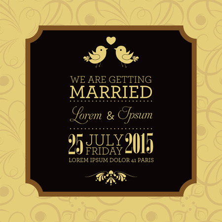 Wedding card or invitation with floral ornament background. Perfect as invitation or announcement.のイラスト素材