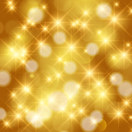 Abstract twinkled bright background with bokeh defocused golden lights. Holiday background.のイラスト素材