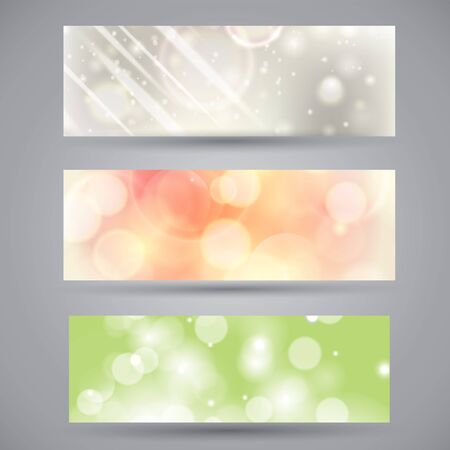 Set of summer themed soft bokeh nature banner illustrations.のイラスト素材