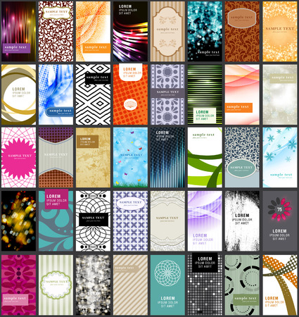 Variety of 40 vertical business cards on different topics.のイラスト素材