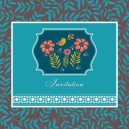 Wedding card or invitation with floral ornament background. Perfect as invitation or announcement.のイラスト素材