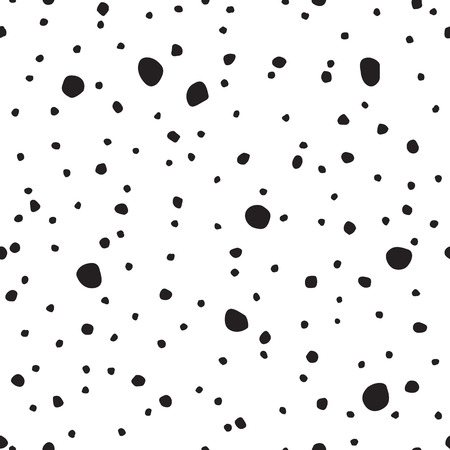 Seamless pattern. Abstract background with round brush strokes. Monochrome hand drawn texture. Stylish polka dot.のイラスト素材