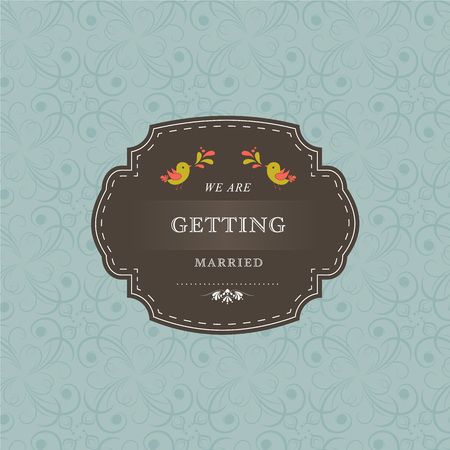 Wedding card or invitation with floral ornament background. Perfect as invitation or announcement.のイラスト素材