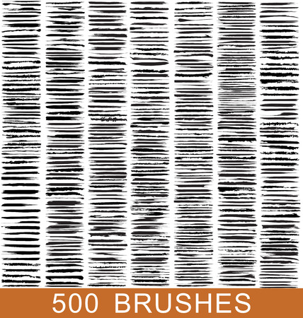 Large set of 500 different grunge brush strokes.のイラスト素材