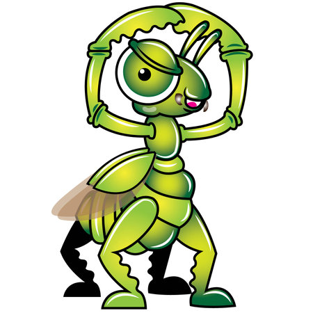 Mantis-Green insect vectorのイラスト素材