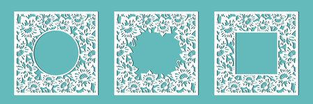 Frame of daffodils. A set of floral frames for cutting out of paper, laser or plotter. vectorのイラスト素材