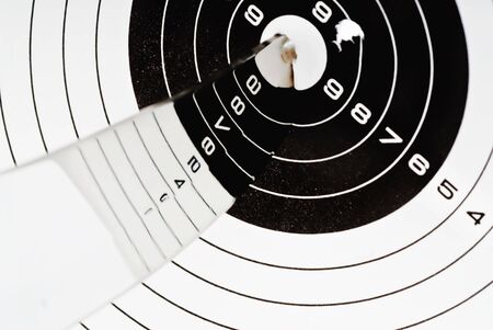 The defeat of a steel blade knife targetの写真素材