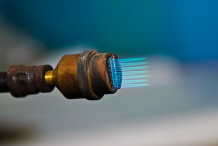 The burning torch flame of a gas burnerの写真素材