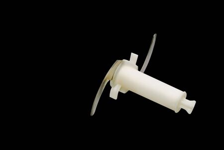 Knife for cutting vegetables on a black backgroundの写真素材