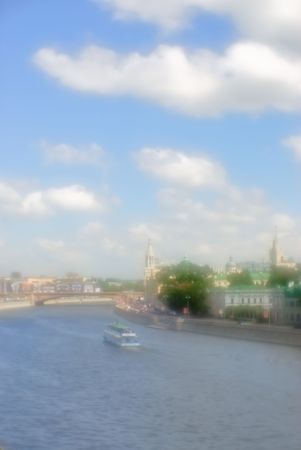 Moscow river. Soft focus withdrawn monocleの写真素材