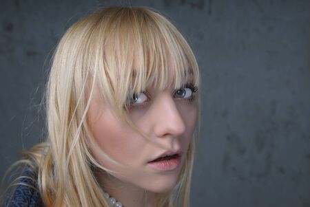 Expression- blond woman portraitの写真素材