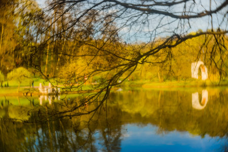 Pictorial Photography in Tsaritsyno park, Moscow. In taking pictures to use simple objective monocle. Photographic imperfect lens, the presence of numerous aberrations, gives the photos a special lightness and softness at a sufficiently high image detail.の写真素材