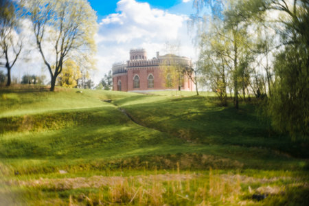 Pictorial Photography in Tsaritsyno park, Moscow. In taking pictures to use simple objective monocle. Photographic imperfect lens, the presence of numerous aberrations, gives the photos a special lightness and softness at a sufficiently high image detail.のeditorial素材
