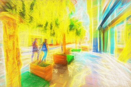 Abstract brush strokes paint on canvas. Art technique of drawing oil paints. Digital processing of photos in large formatの写真素材