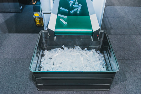 MOSCOW - January 25: Interplastica 2017. 20th International Trade Fair Plastics and Rubber- Fairgrounds Presnya exhibition complex. Machinery and equipment for production and processing of plastics.のeditorial素材