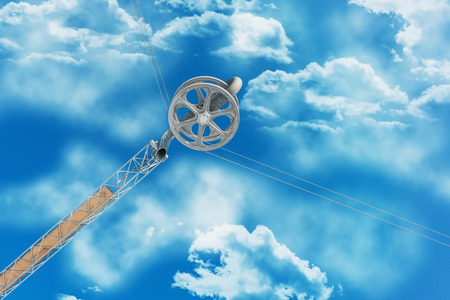 Pulley - friction wheel rim, which transmits the movement of the drive metal cable wakeboardの写真素材