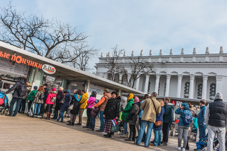 MOSCOW, RUSSIA - March 12: VDNH. Exhibition of achievements of the national economy- Soviet background.のeditorial素材