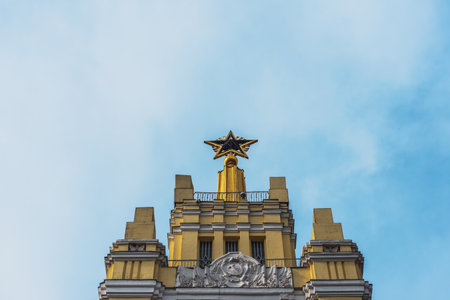 MOSCOW, RUSSIA - March 12: VDNH. Exhibition of achievements of the national economy- Soviet background.のeditorial素材