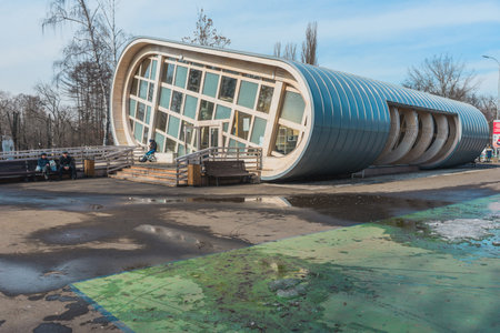 MOSCOW, RUSSIA - March 12: VDNH. Exhibition of achievements of the national economy- Soviet background.のeditorial素材