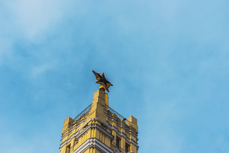MOSCOW, RUSSIA - March 12: VDNH. Exhibition of achievements of the national economy- Soviet background.のeditorial素材