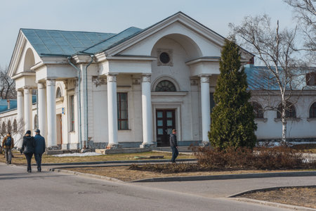 MOSCOW, RUSSIA - March 12: VDNH. Exhibition of achievements of the national economy- Soviet background.のeditorial素材