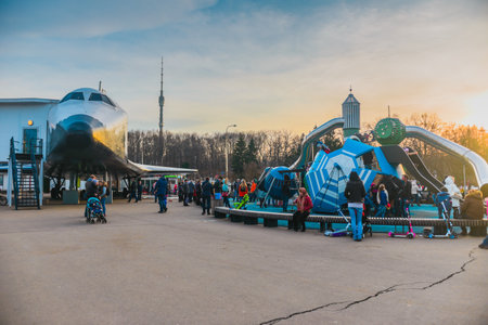 MOSCOW, RUSSIA - March 12: VDNH. Exhibition of achievements of the national economy- Soviet background.のeditorial素材