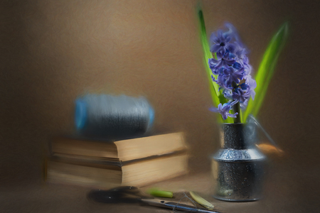 Still life flower hyacinth. Bulbous plant, which grows in the garden area and in the home. Photo jacinth used for printing on large format canvas.の写真素材