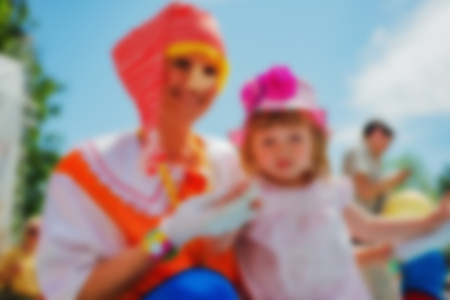 Background blur. Activity in the park is a popular children entertainment. Happy time - nature, fresh air.の写真素材