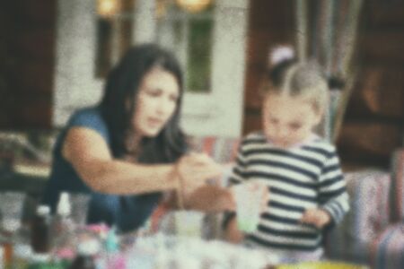 Education: lesson of children's creativity; blur background people.の写真素材