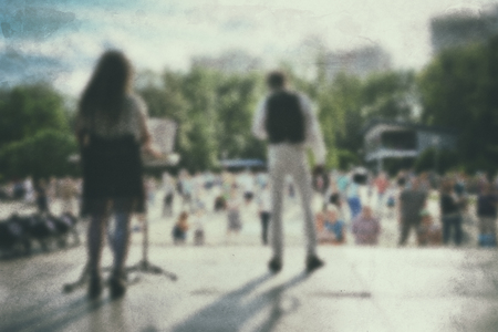 Actor skill - performance people on stage. Blurred background-scenario art. Retro photo.の写真素材