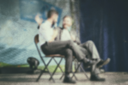Actor skill - performance people on stage. Blurred background-scenario art. Retro photo.の写真素材