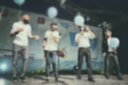 Actor skill - performance people on stage. Blurred background-scenario art. Retro photo.の写真素材